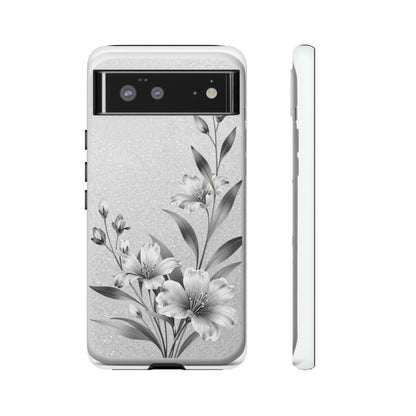 Floral Monochrome Phone Case — Elegant Black & White Lily Design