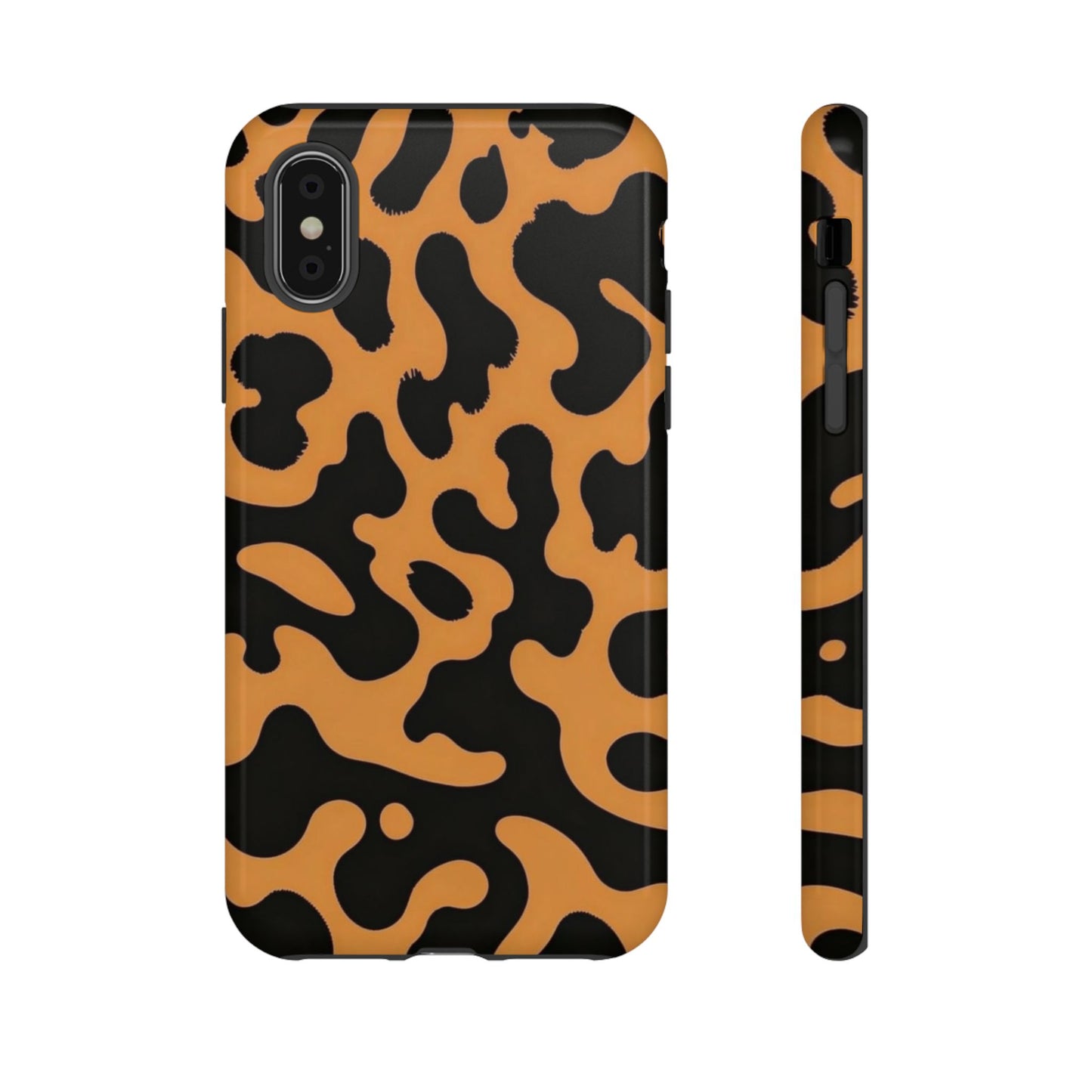 Leopard Print Phone Case — Orange & Black Tough Pattern Protective Cover