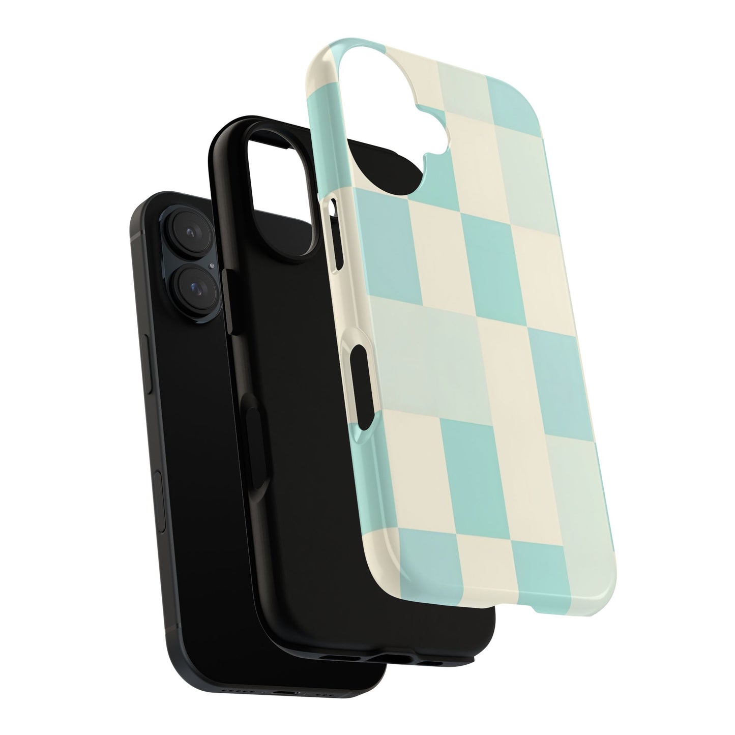 Pastel Checkerboard Tough Case – Mint & Cream Protective Phone Cover