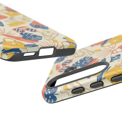 Tough Cases: Retro Summer Pattern Phone Case – Sunglasses, Sneakers & Tropical Leaves