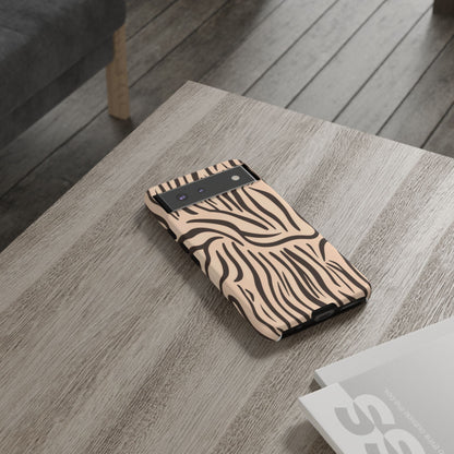 Zebra Stripe Tough Phone Case – Neutral Animal Print Protective Cover