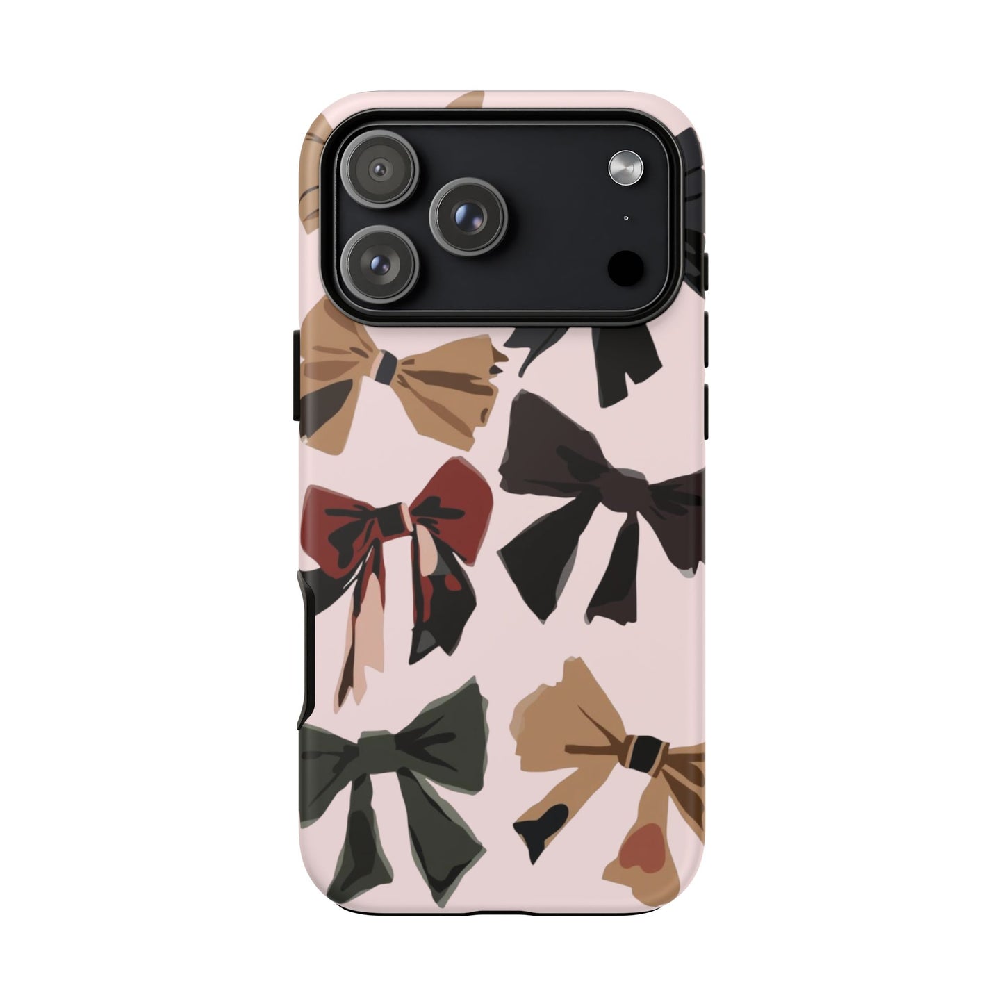 Bow Pattern Phone Case - Pink, Brown & Black Bows Protective Cover