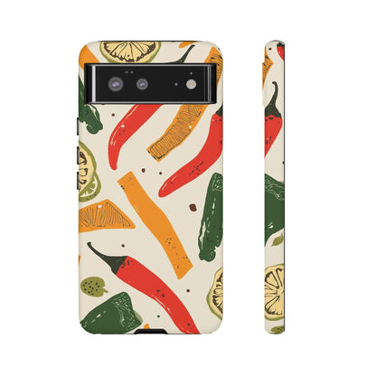 Spicy Peppers Phone Case – Colorful Chili, Lime & Citrus Pattern