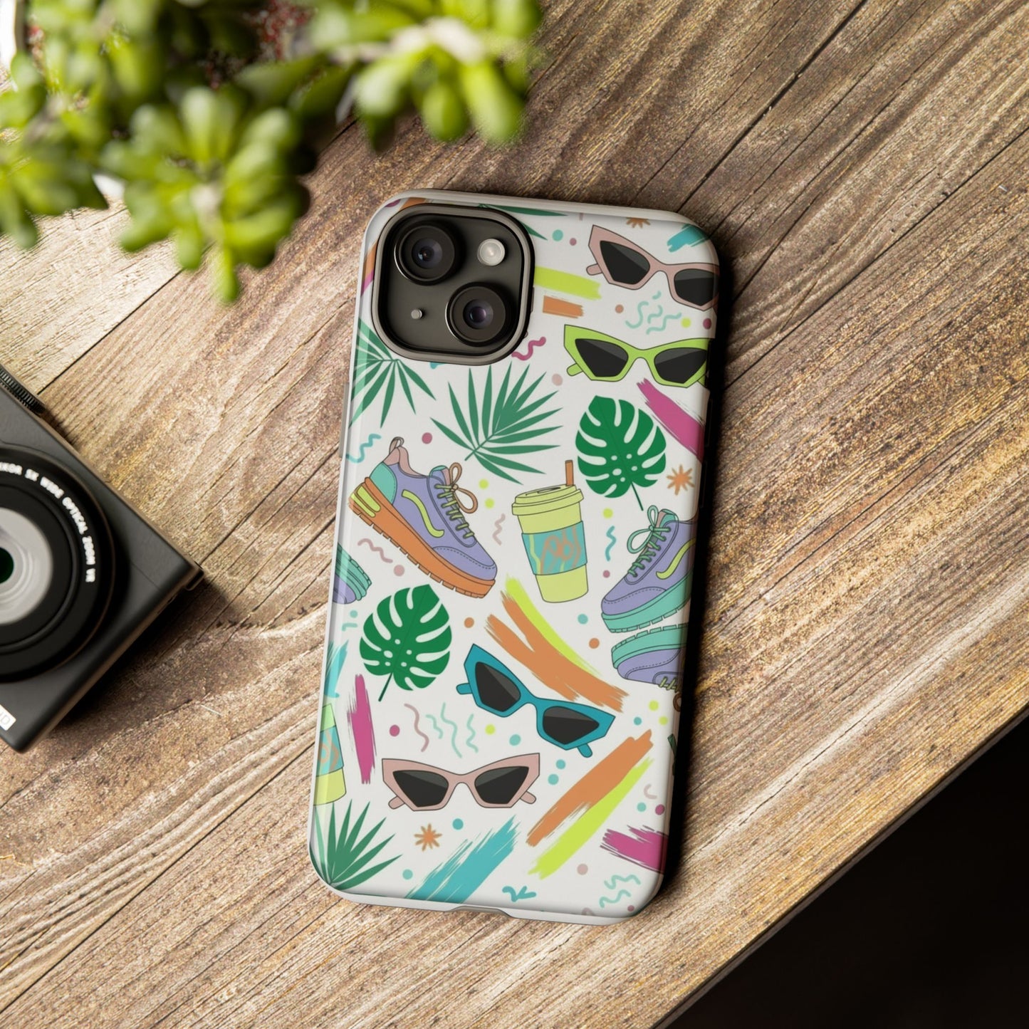 Tough Cases — Colorful Retro Sneakers & Sunglasses Phone Case