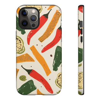 Spicy Peppers Phone Case – Colorful Chili, Lime & Citrus Pattern