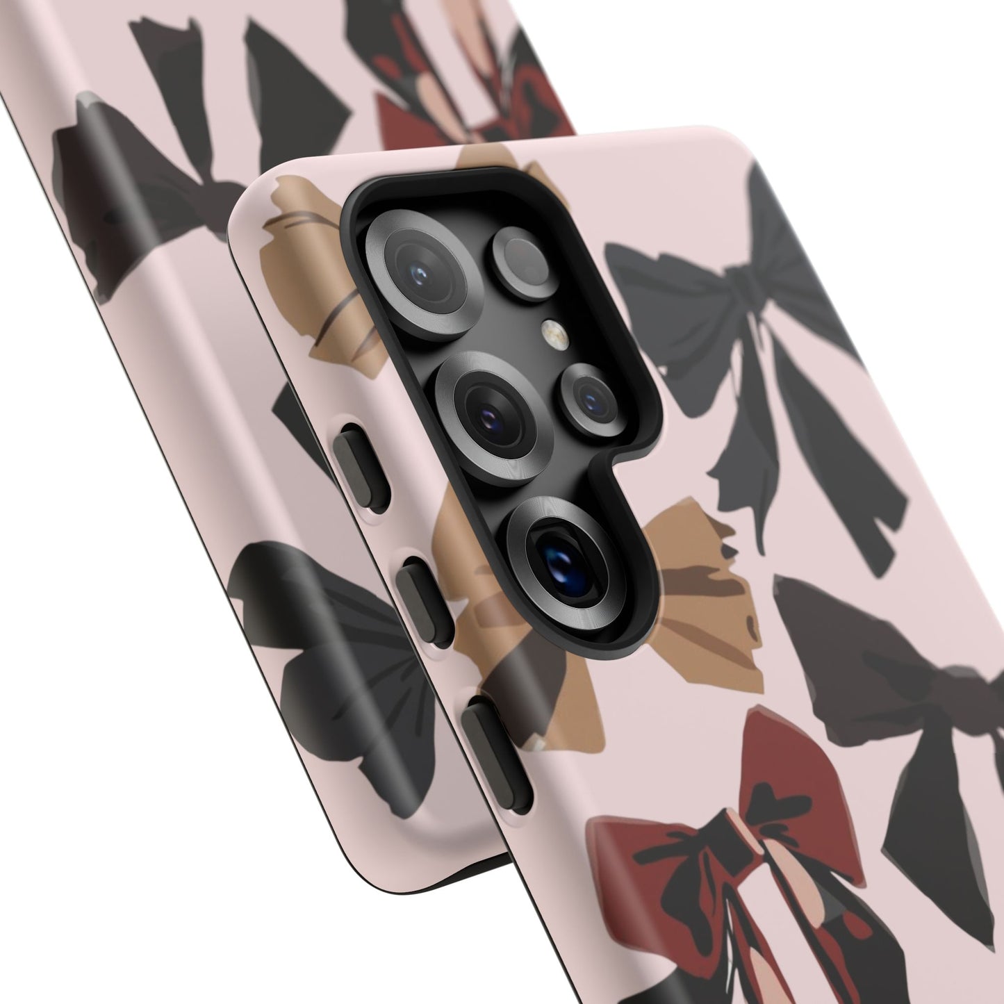 Bow Pattern Phone Case - Pink, Brown & Black Bows Protective Cover