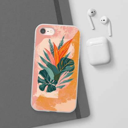 Tropical Botanical Phone Case — Pink & Orange Floral Flexi Case