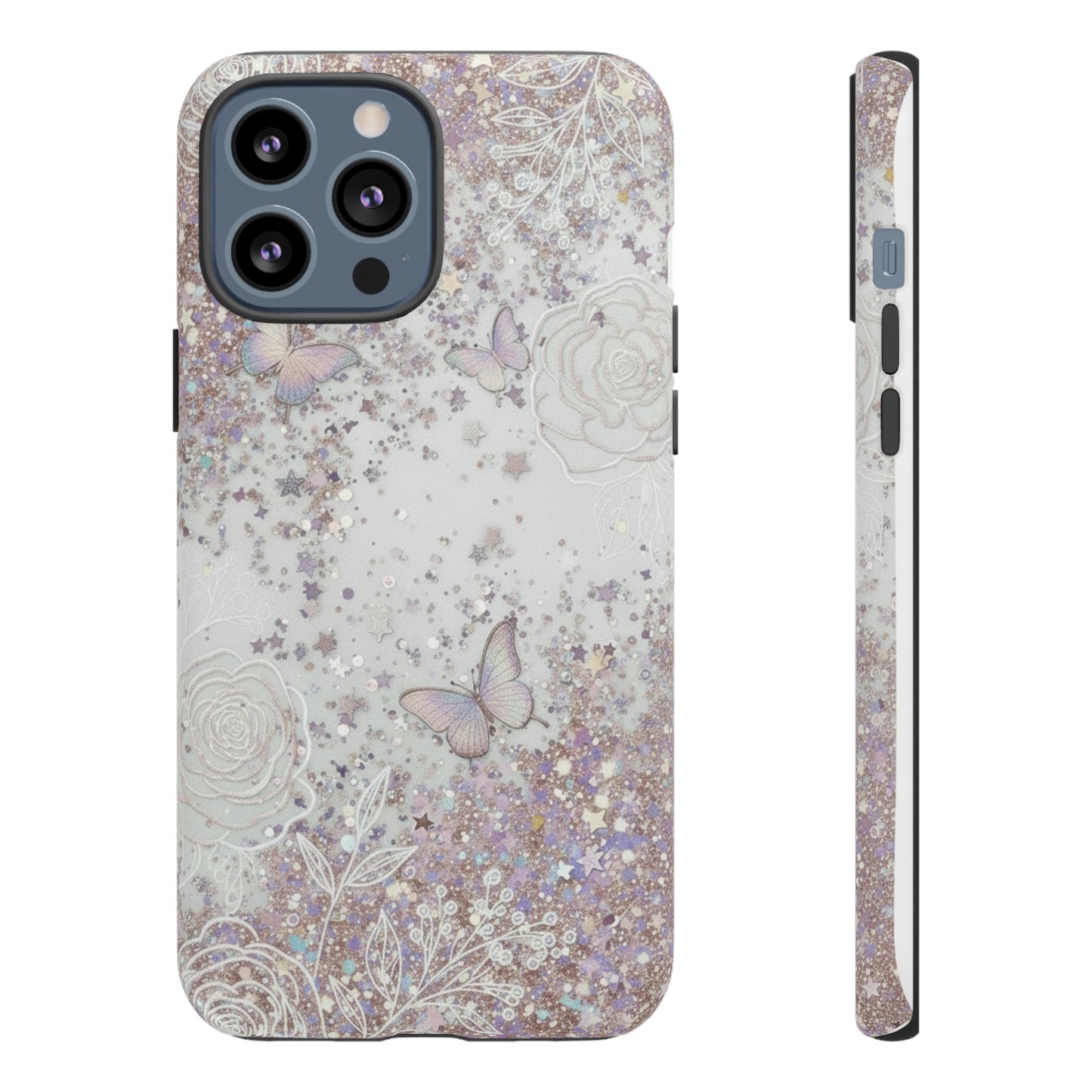 Butterfly Glitter Tough Phone Case — Floral Sparkle Protective Case