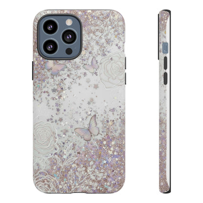 Butterfly Glitter Tough Phone Case — Floral Sparkle Protective Case
