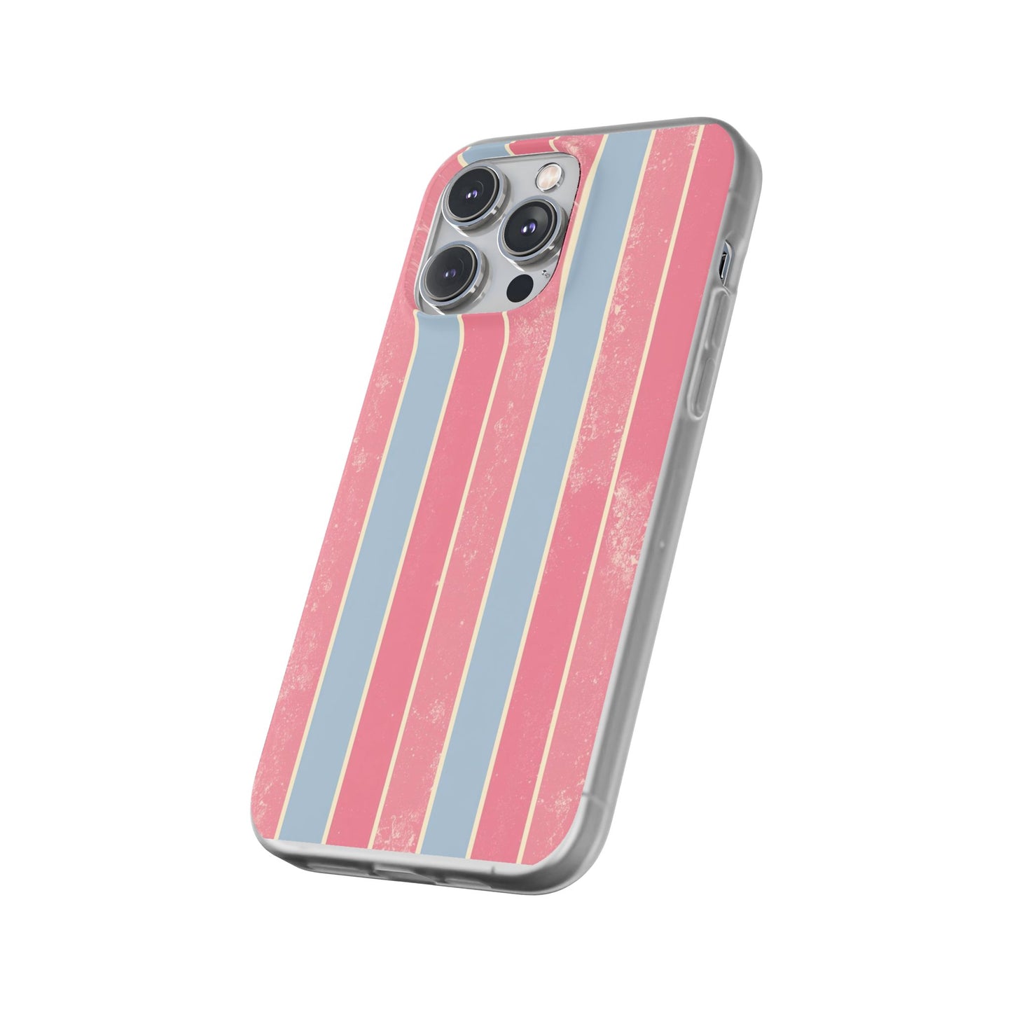 Striped Pink & Blue Phone Case — Retro Pastel Flexi Case