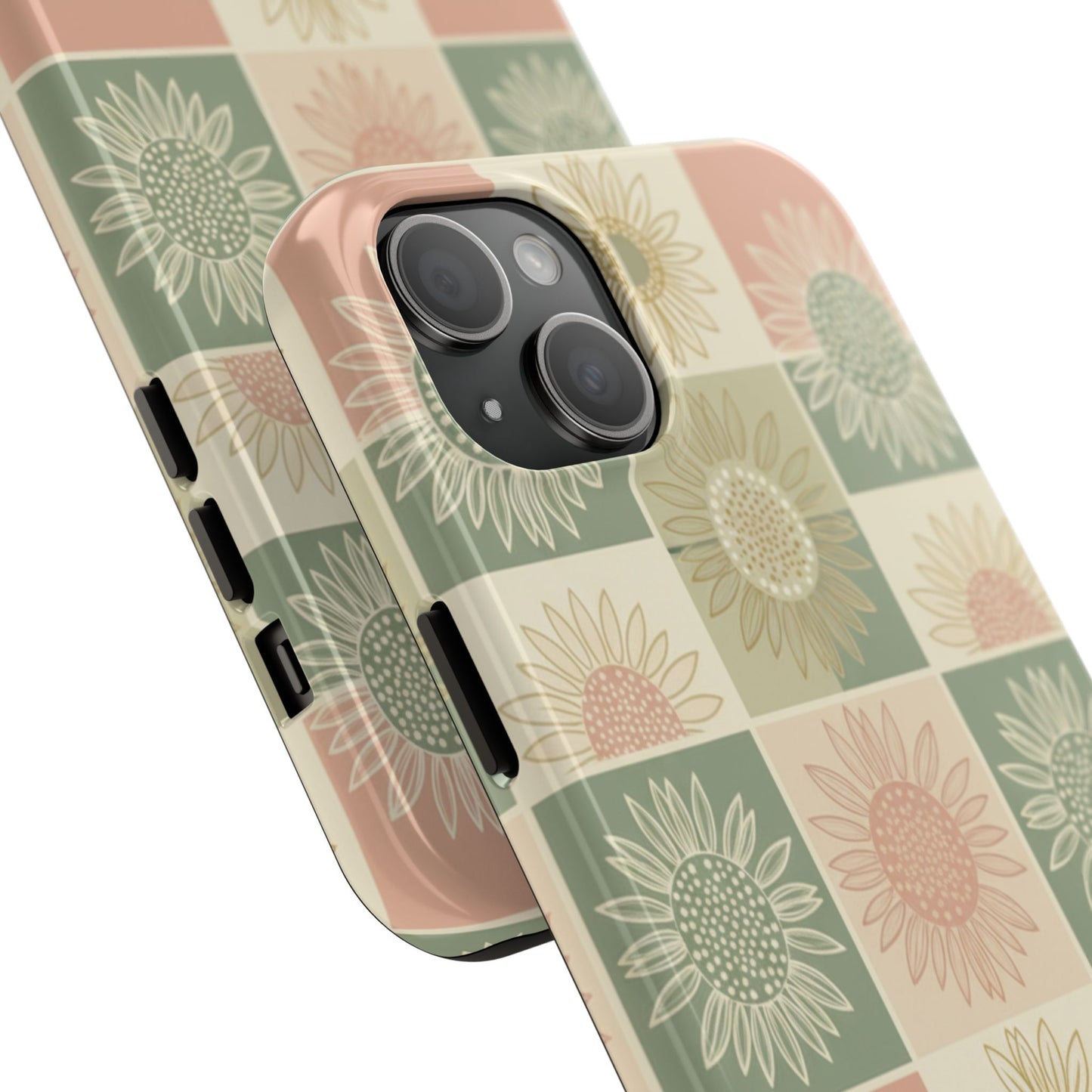 Copy of Sunflower Check iPhone Tough Phone Case — Retro Pastel Floral Protective Cover