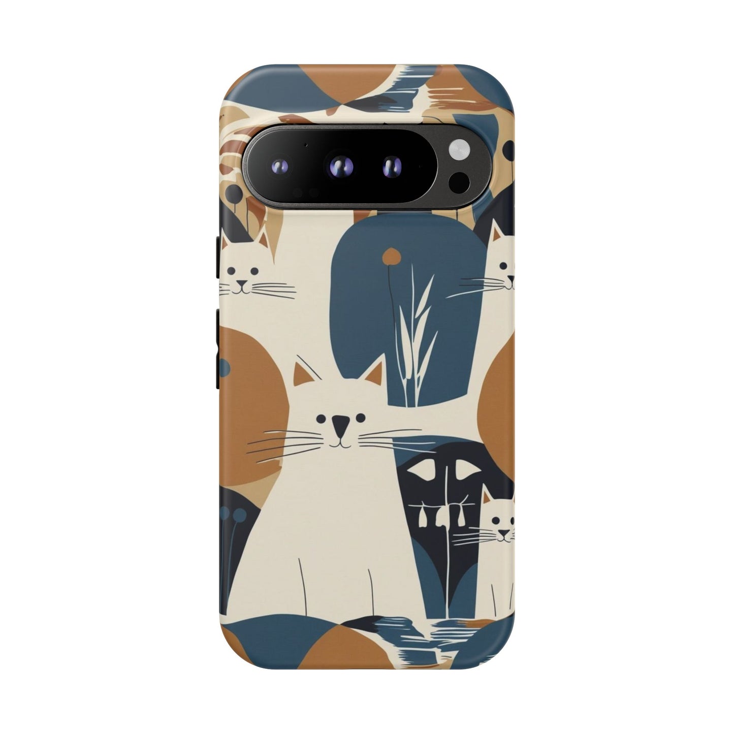 Cat Pattern Phone Case – Retro Abstract Cats Protective iPhone Cover