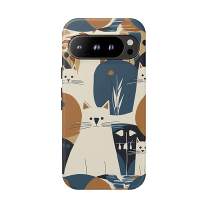 Cat Pattern Phone Case – Retro Abstract Cats Protective iPhone Cover