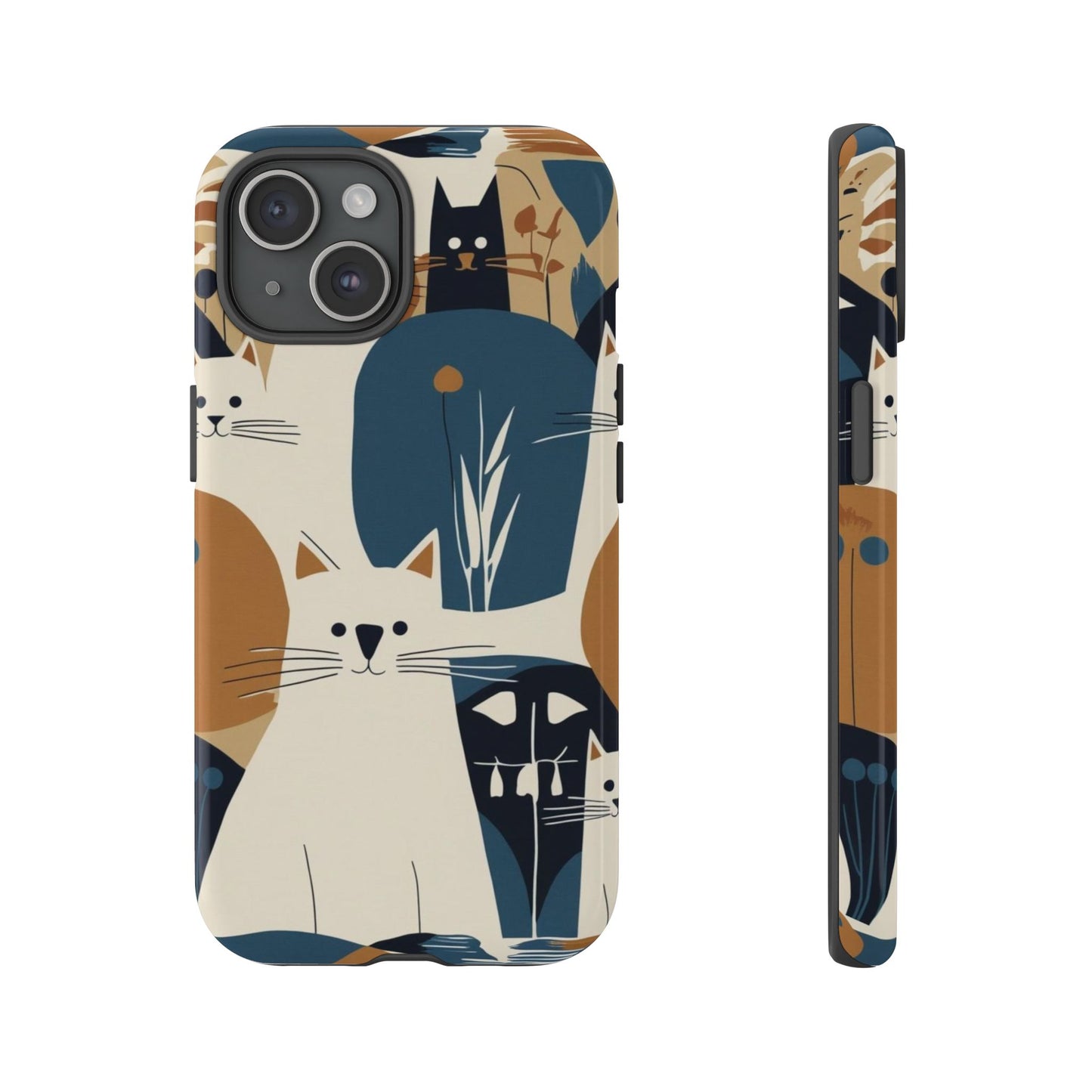 Cat Pattern Phone Case – Retro Abstract Cats Protective iPhone Cover