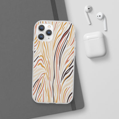 Marbled Neutral Stripe Phone Case — Abstract Beige & Terracotta Flexi Case