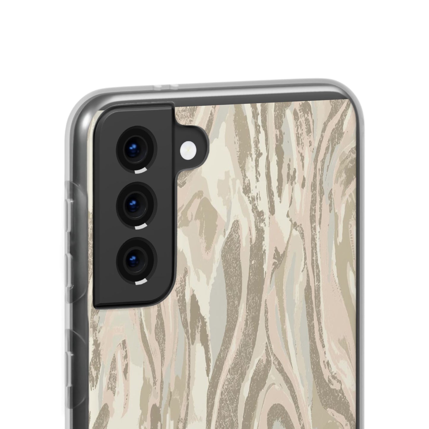 Neutral Marble Swirl Flexi Phone Case — Beige Abstract Protective Cover