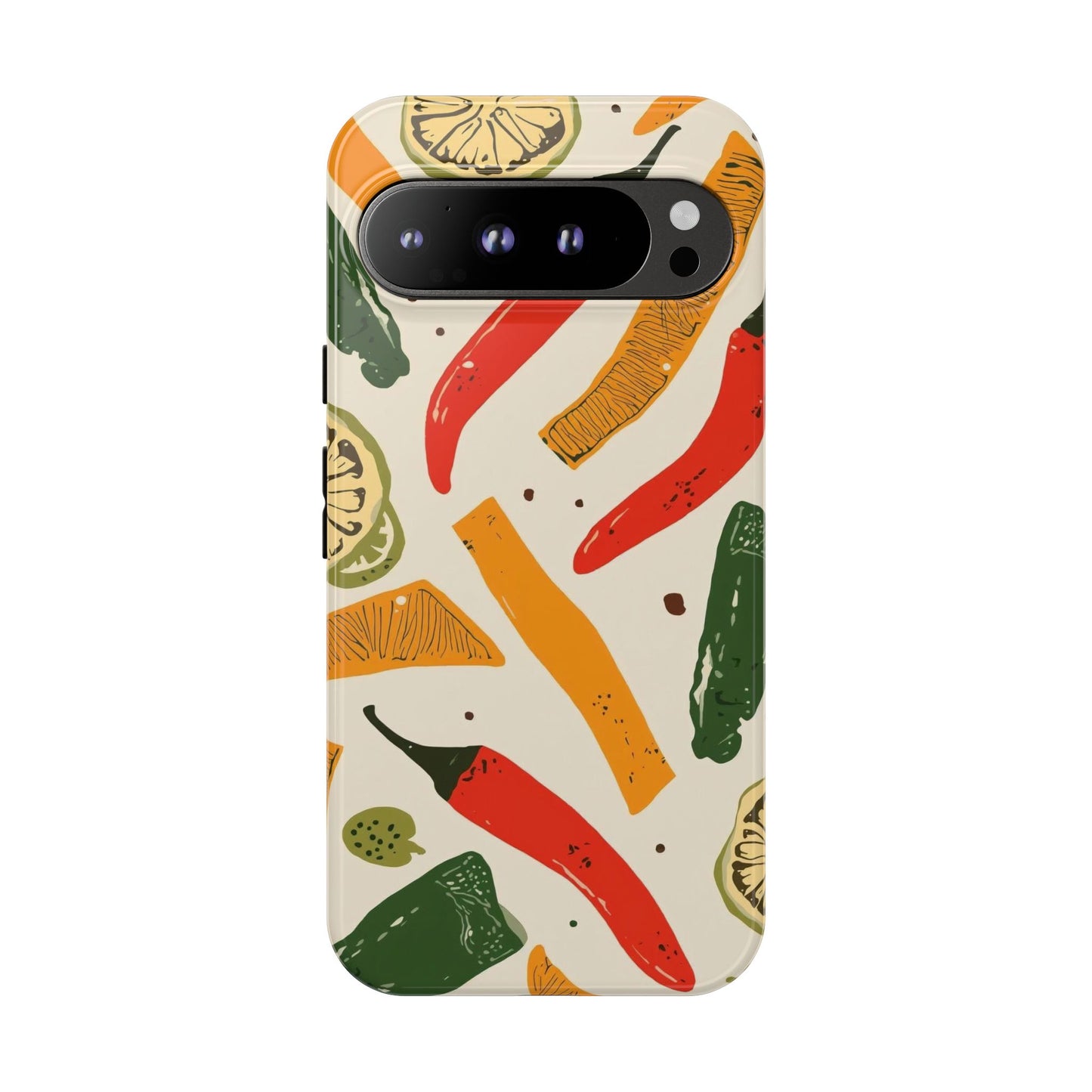 Spicy Peppers Phone Case – Colorful Chili, Lime & Citrus Pattern