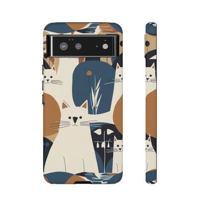 Cat Pattern Phone Case – Retro Abstract Cats Protective iPhone Cover
