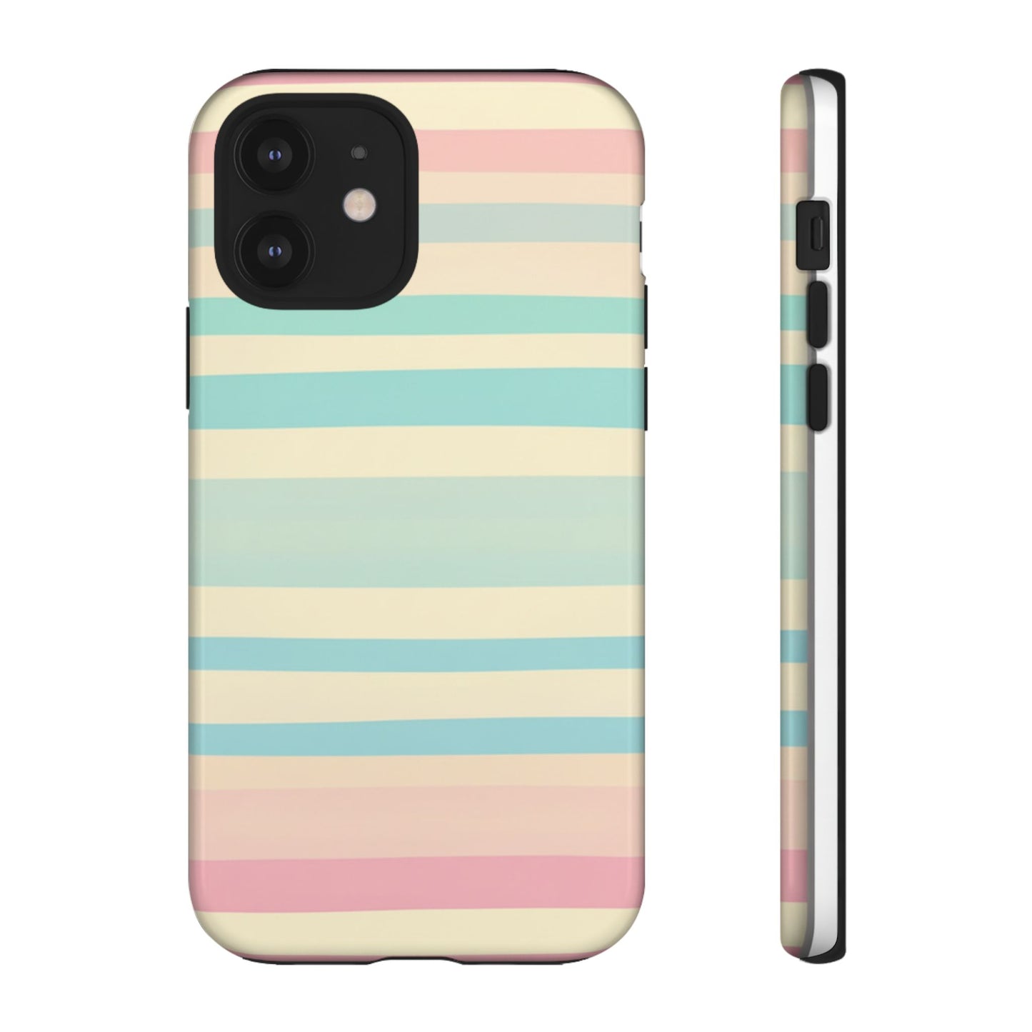 Pastel Striped Tough Phone Case – Protective Retro Rainbow Design