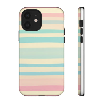 Pastel Striped Tough Phone Case – Protective Retro Rainbow Design