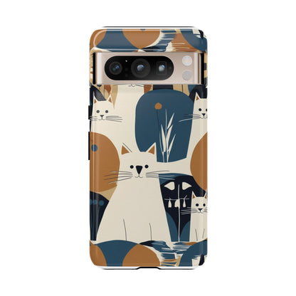 Cat Pattern Phone Case – Retro Abstract Cats Protective iPhone Cover