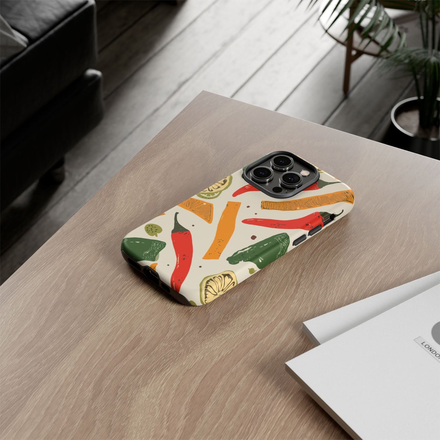 Spicy Peppers Phone Case – Colorful Chili, Lime & Citrus Pattern