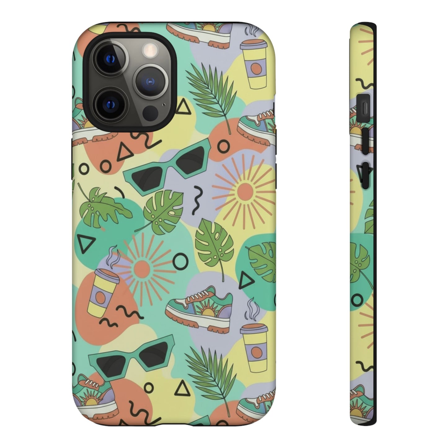 Tropical Summer Phone Case — Retro Sunglasses, Sneakers & Palm Pattern