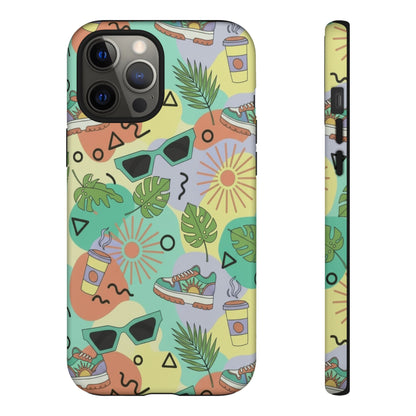 Tropical Summer Phone Case — Retro Sunglasses, Sneakers & Palm Pattern