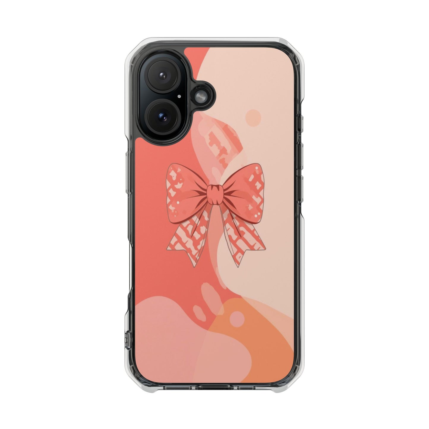 Clear Magnetic Phone Case — Pink Bow Design