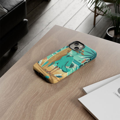 Phone Case — Retro Dressed Seagull Surfing Beach Illustration