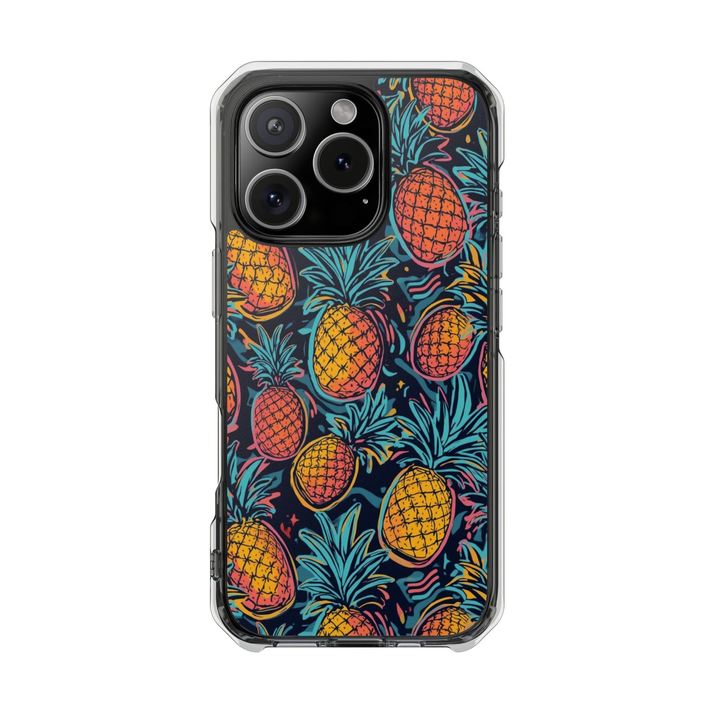 Pineapple Clear Magnetic Impact Phone Case — Tropical Pattern, Protective Clear Cover