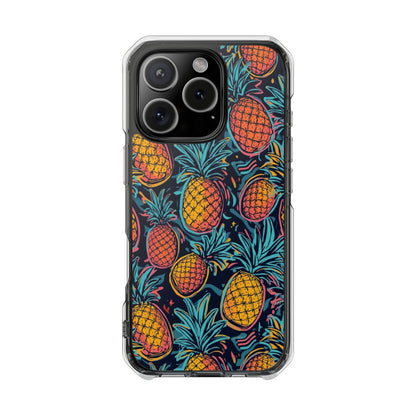 Pineapple Clear Magnetic Impact Phone Case — Tropical Pattern, Protective Clear Cover
