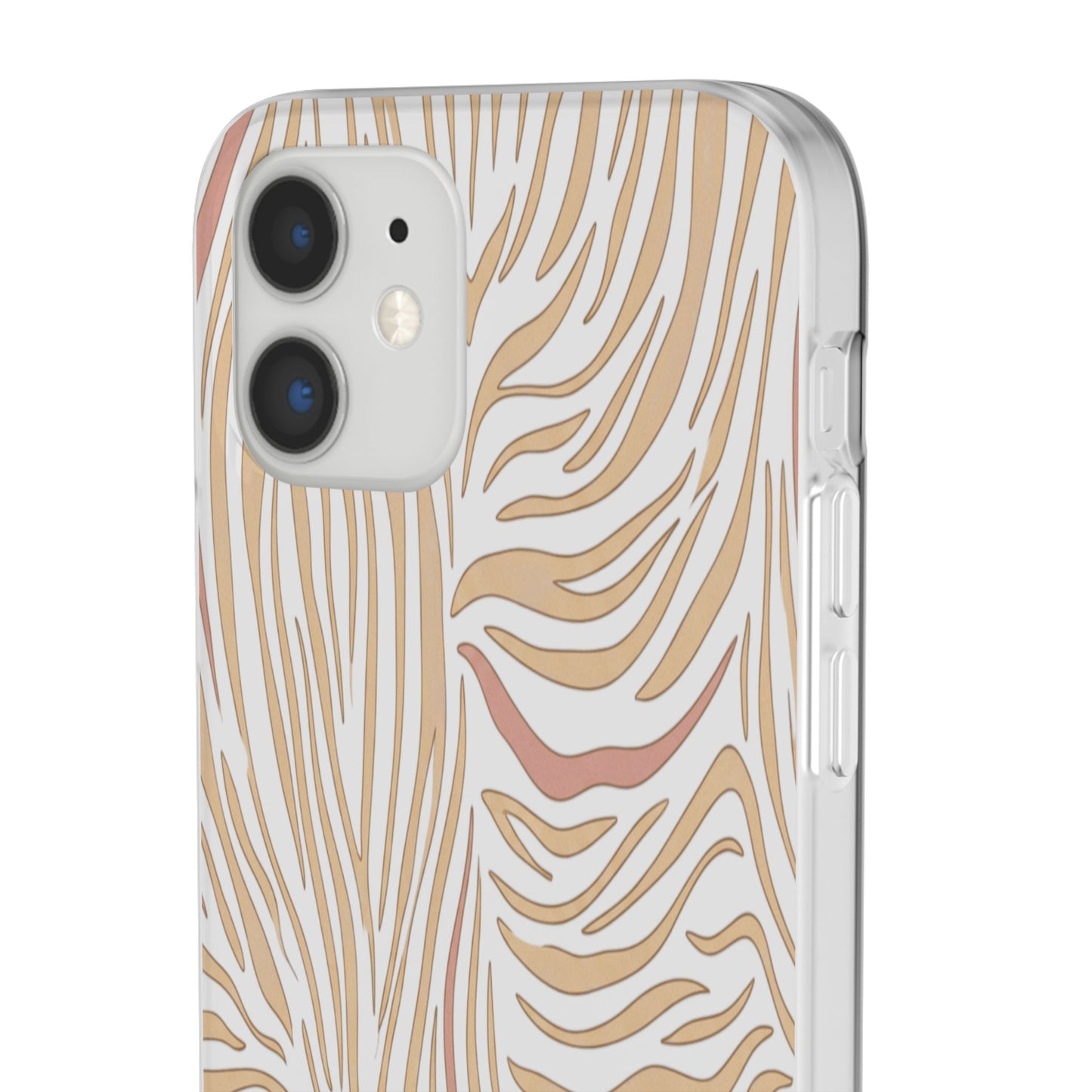 Neutral Zebra Print Flexi Case — Beige & Rose Gold Animal Pattern Phone Cover
