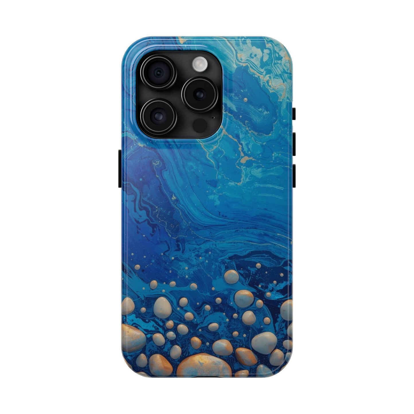 Blue Ocean Pebble Tough Phone Case — Protective Artistic Marble Design