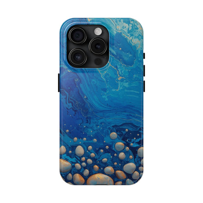 Blue Ocean Pebble Tough Phone Case — Protective Artistic Marble Design