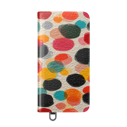 Colorful Confetti Dot Flip Phone Case — Retro Polka Wallet Cover