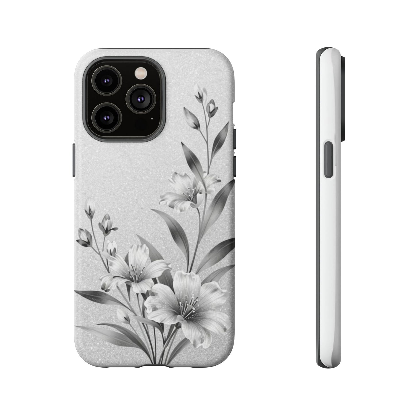 Floral Monochrome Phone Case — Elegant Black & White Lily Design