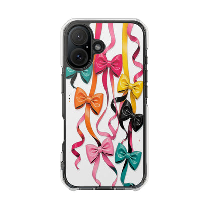 Clear Magnetic Phone Case — Colorful Ribbon Bows Design