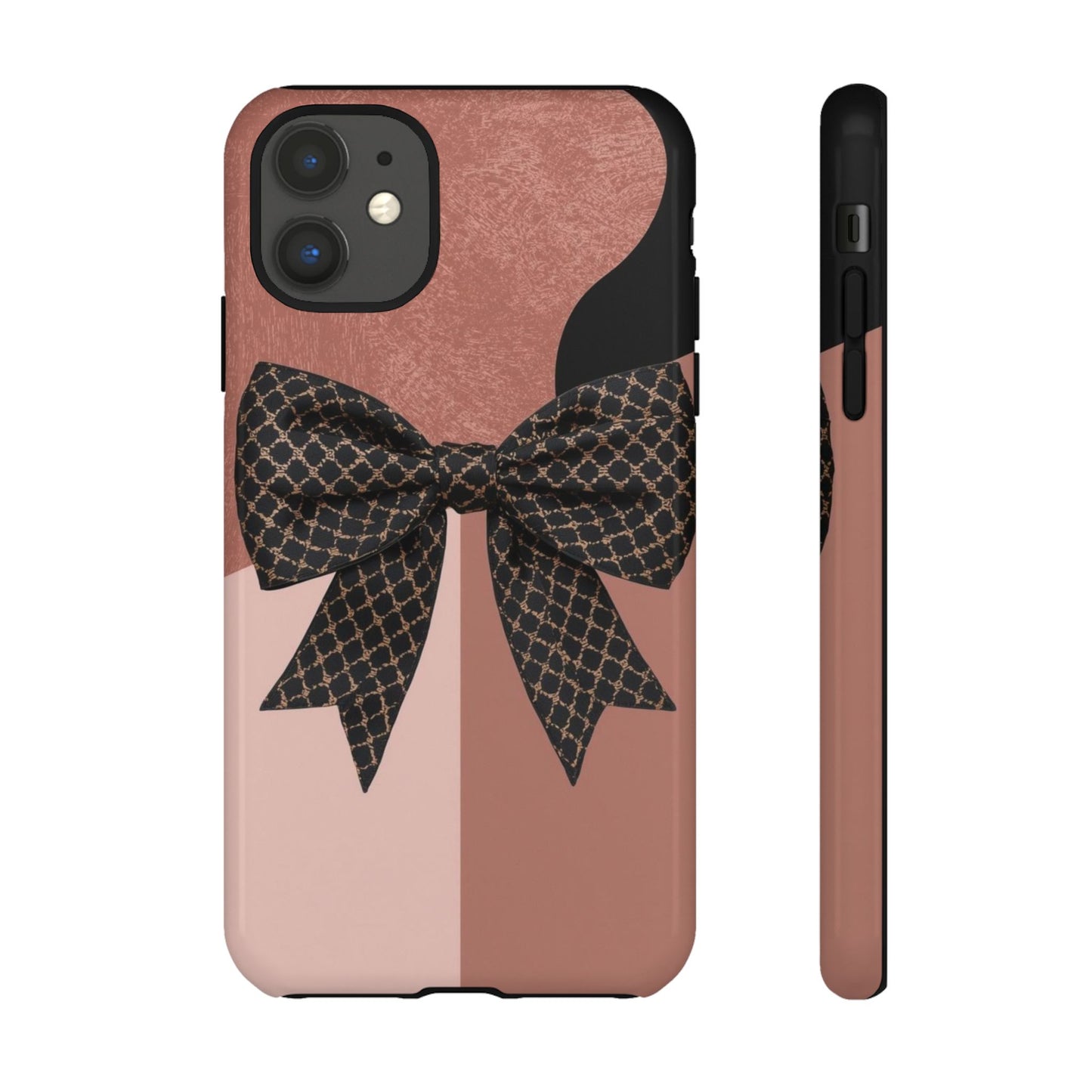 Bow Stripe Tough Phone Case – Pink Mauve Protective Cover
