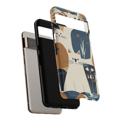 Cat Pattern Phone Case – Retro Abstract Cats Protective iPhone Cover
