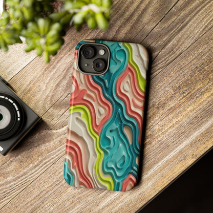 Abstract Contour Phone Case — Colorful Topographic Pattern Tough Case