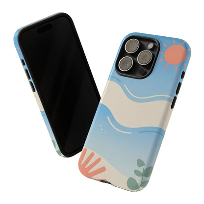 Beach Waves Tough Phone Case — Summer Sun & Seashell Protective Cover
