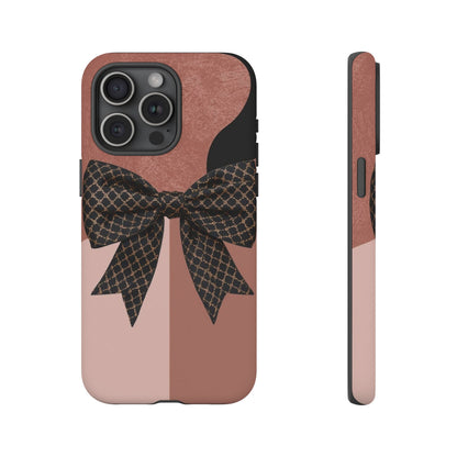 Bow Stripe Tough Phone Case – Pink Mauve Protective Cover