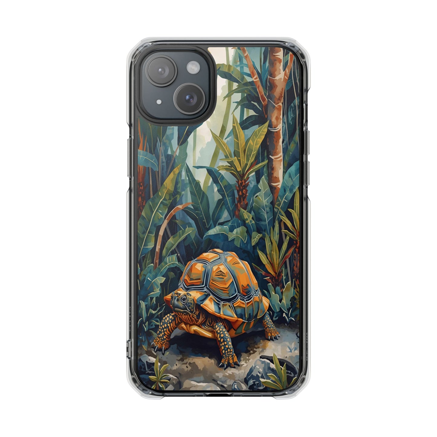 Clear Magnetic Phone Case — Tropical Turtle Art Protective Cover