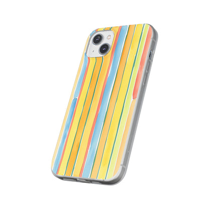 Watercolor Stripe Phone Case — Bright Pastel Vertical Stripes Protective Flexi Case