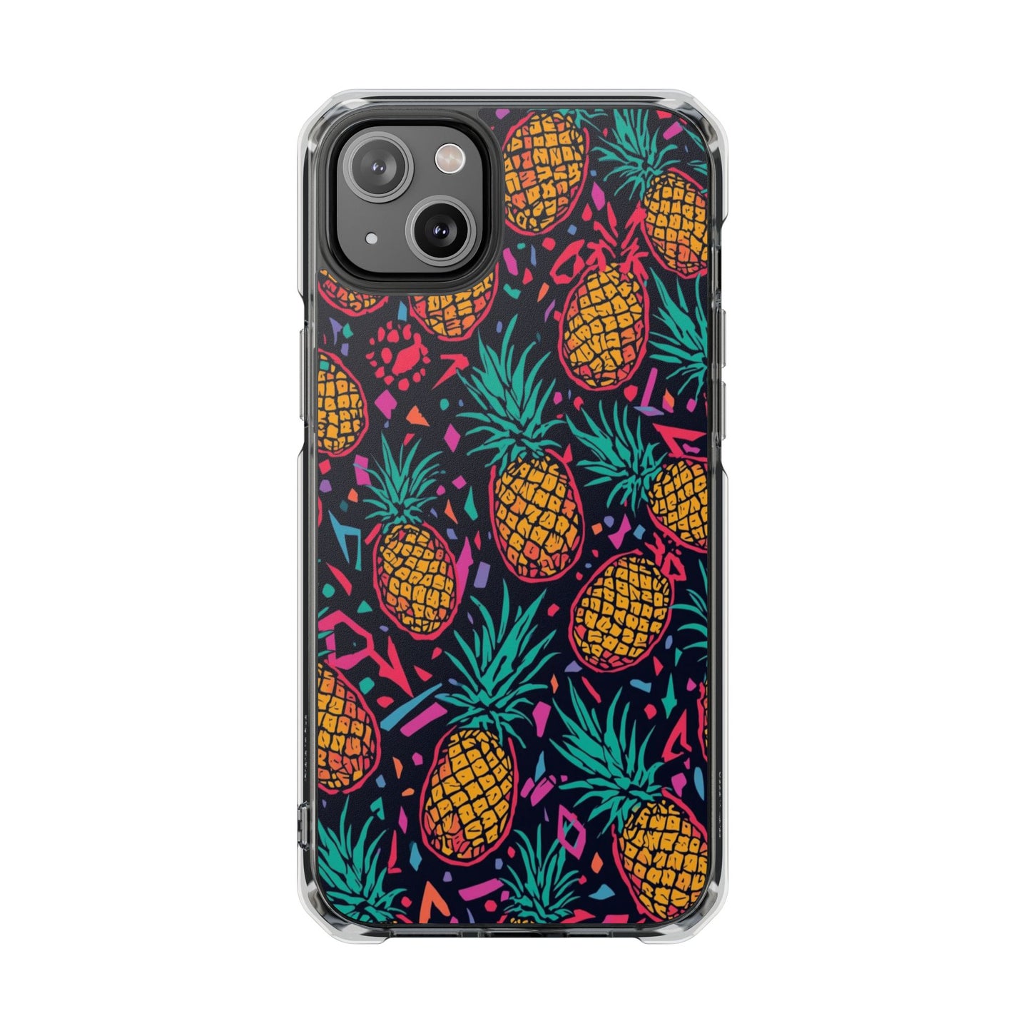 Clear Magnetic Phone Case — Tropical Pineapple Pattern