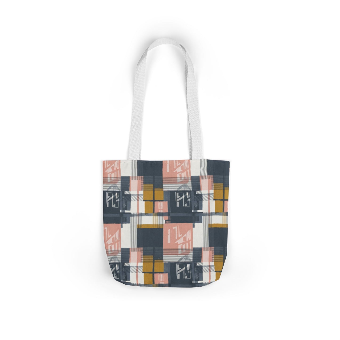 Modern Plaid Canvas Tote Bag – Retro Geometric Print