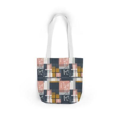 Modern Plaid Canvas Tote Bag – Retro Geometric Print