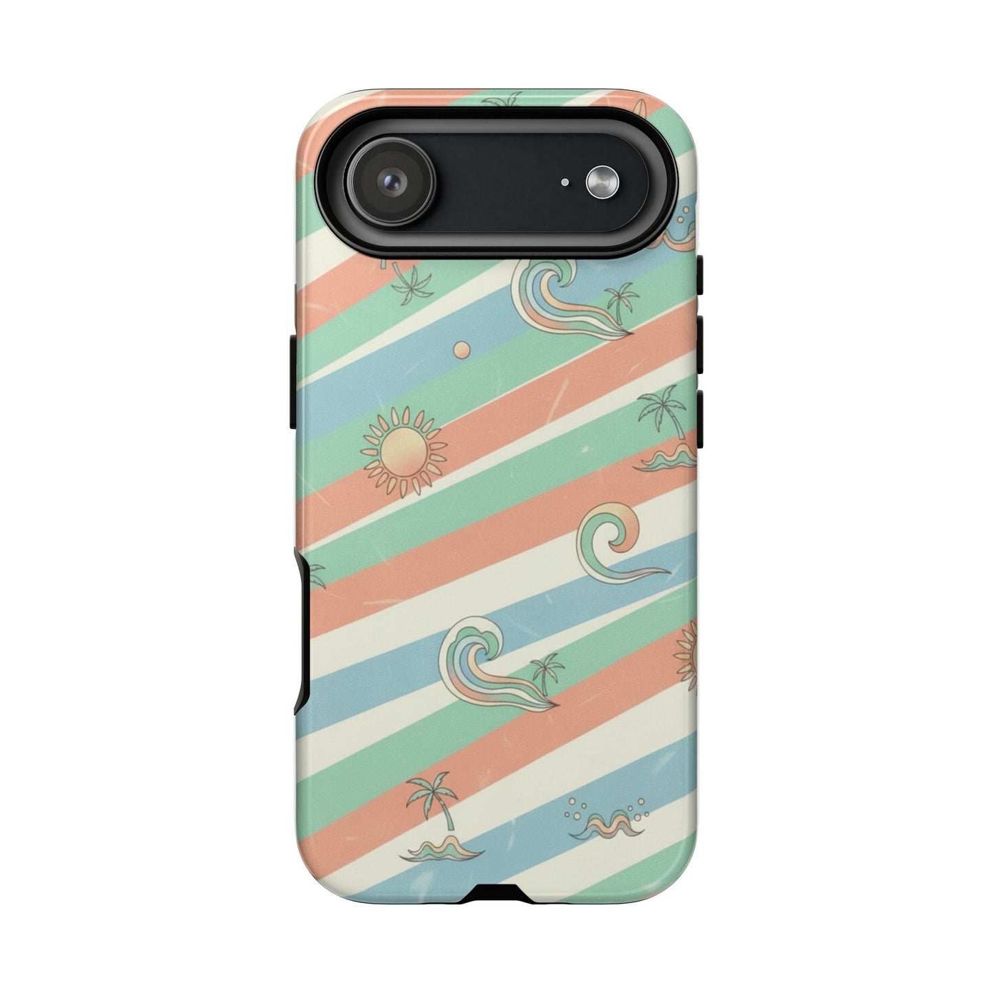 Surf Stripe Tough Phone Case — Retro Beach Waves Pattern