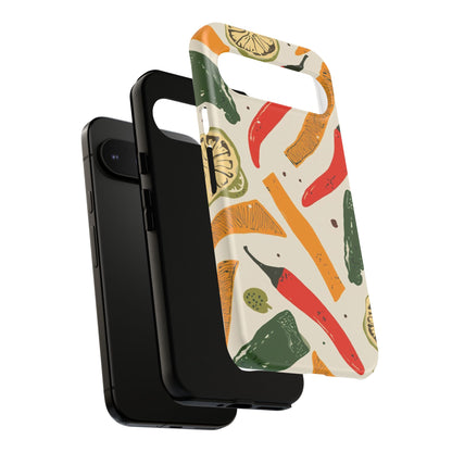 Spicy Peppers Phone Case – Colorful Chili, Lime & Citrus Pattern